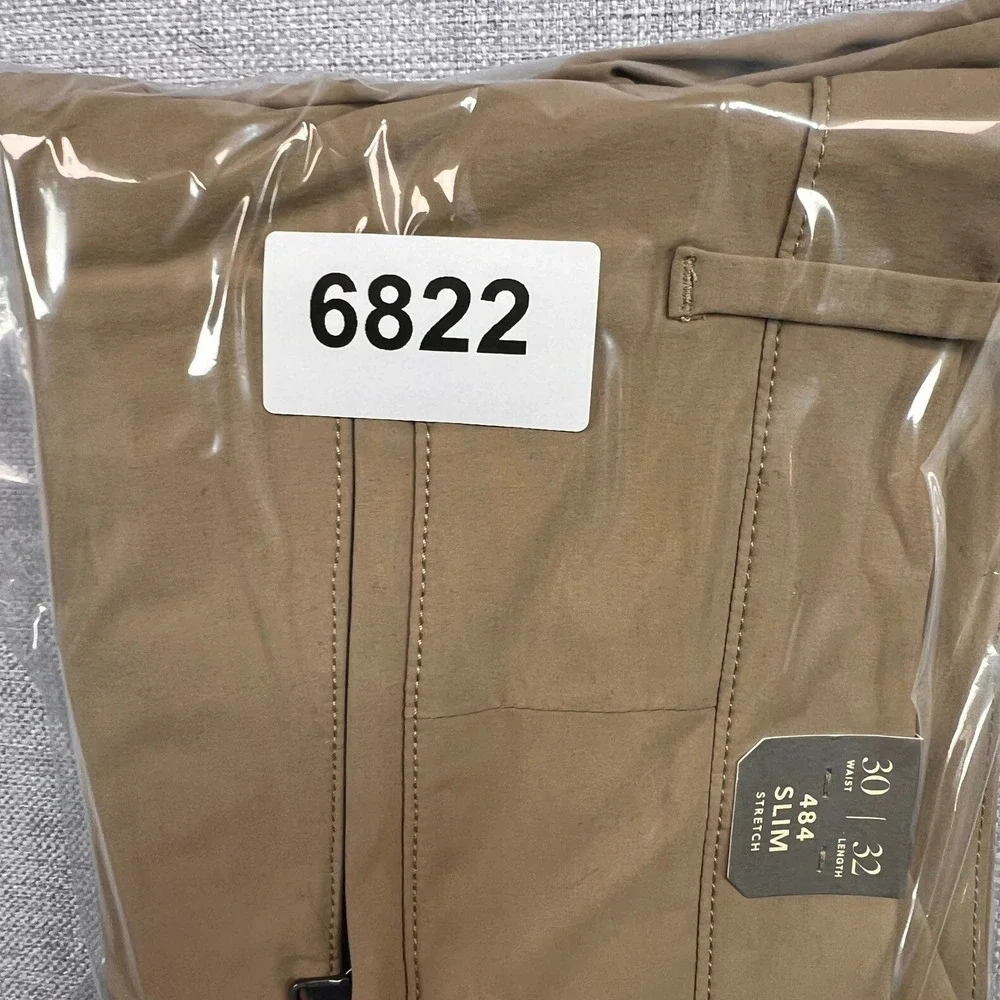 J. Crew 484 Slim Stretch Tech Pants Men 30x32 Khaki Water Resistant Commuter NWT